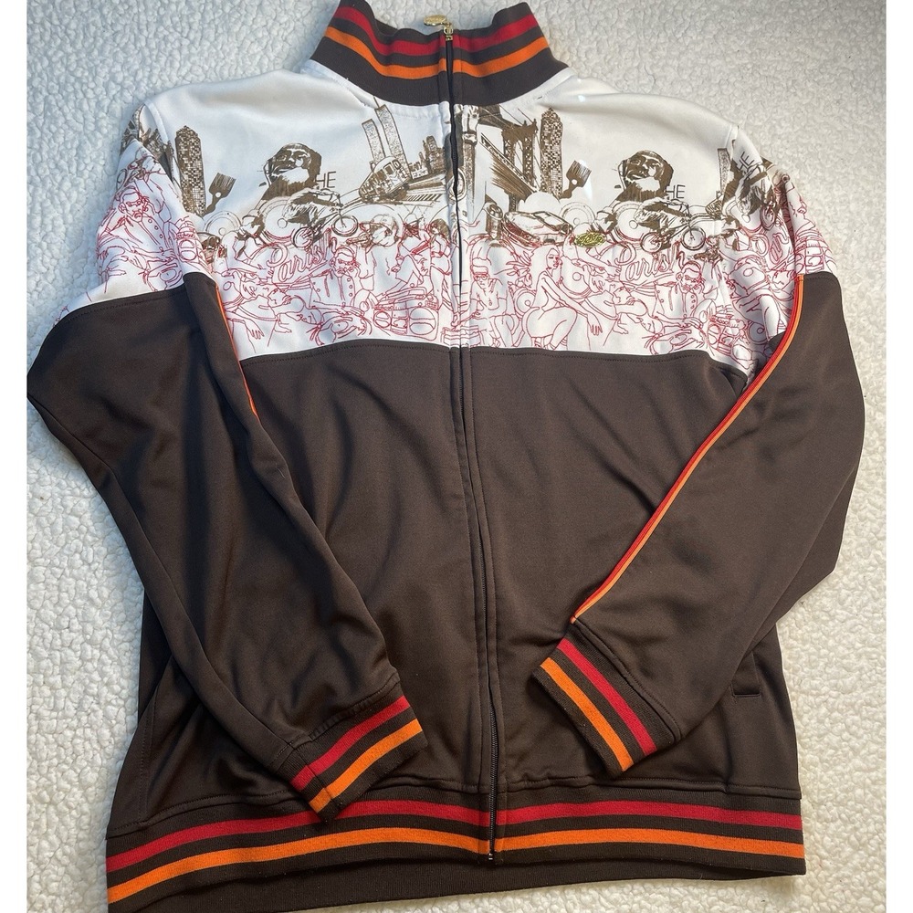 Vintage Y2K Bomber Jacket  Multicolor Full Zip Pattern All Over Print Parish